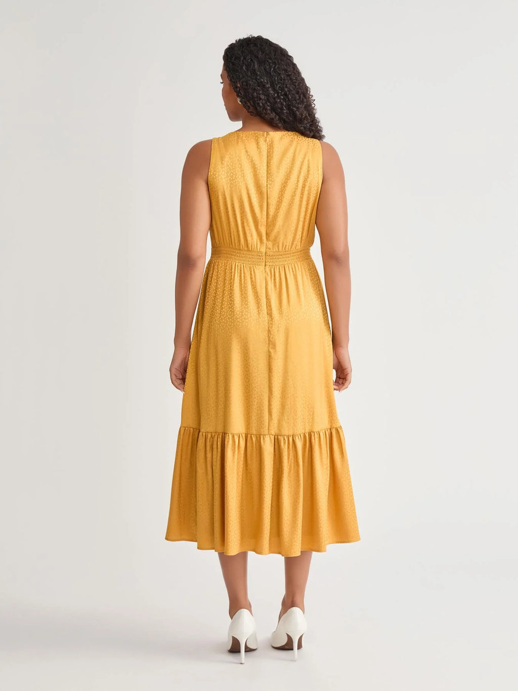 Sleeveless Boat Neck Tiered Dress