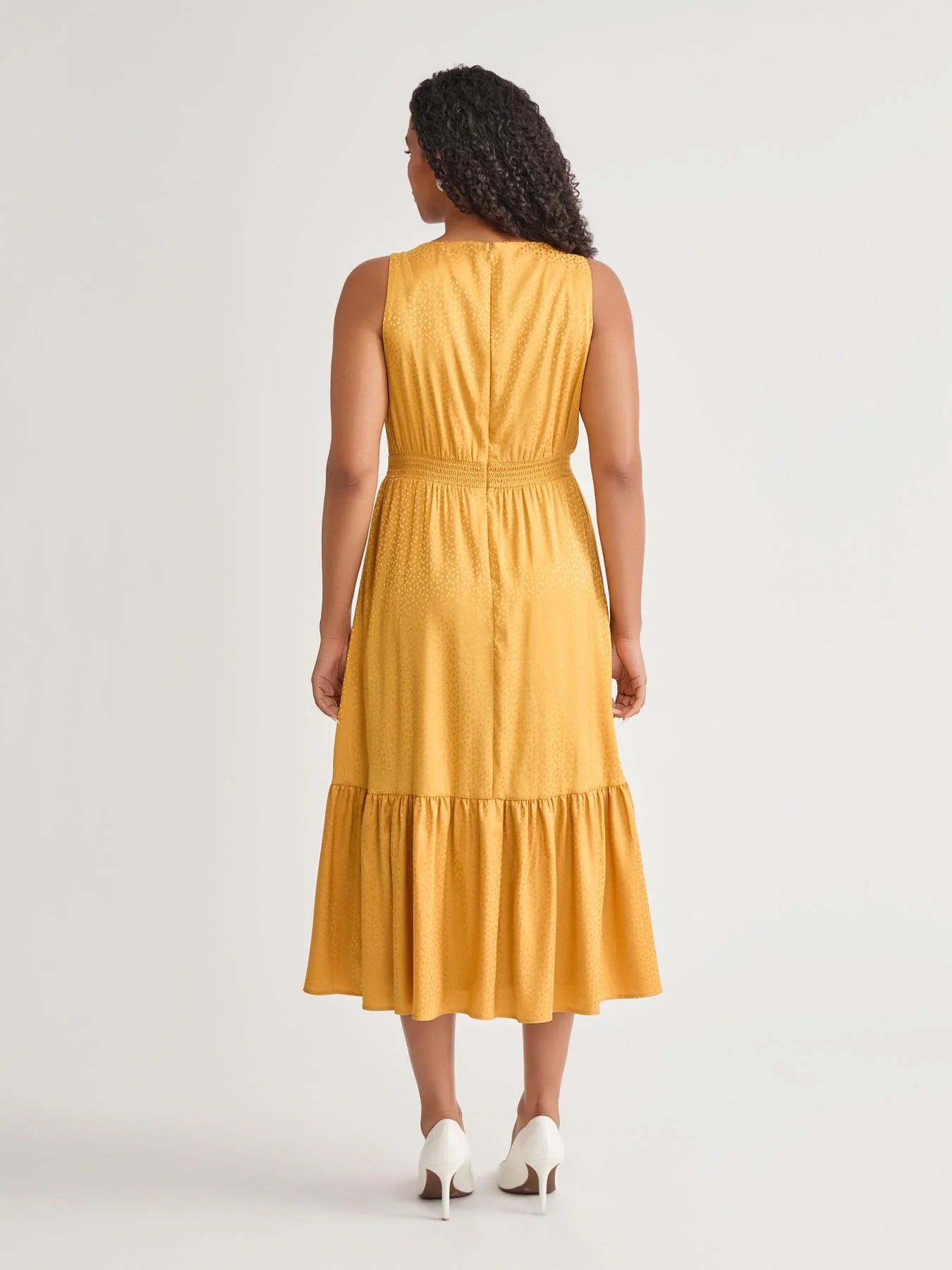 Sleeveless Boat Neck Tiered Dress